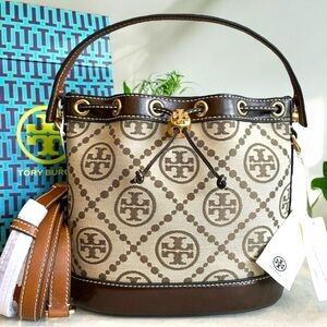 🔥NeW! Tory Burch T Monogram Bucket Drawstring Bag